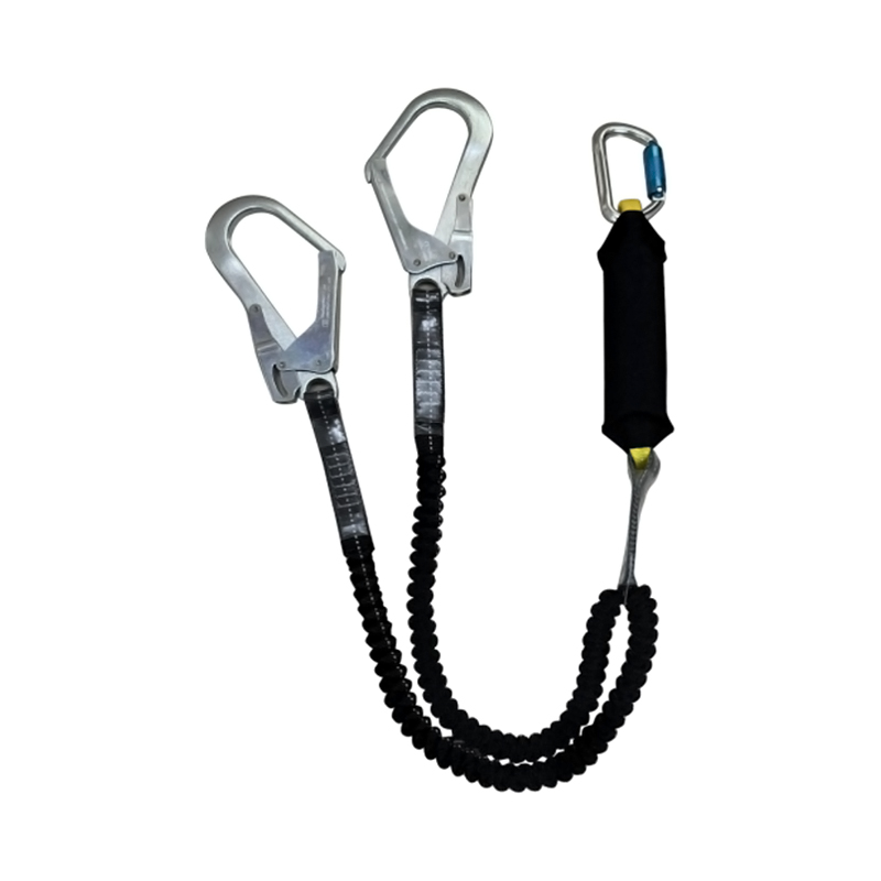 KA-L15 Fall Arrest Shock Absorber Double Lanyard Dengan Anyaman Elastis, 2 Kait Scafford, 1 Karabiner Aluminium