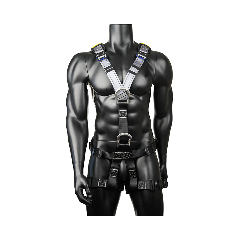 KA14-1 Tali panjat dengan 5 cincin Aluminium D, 2 gesper pelepas cepat EN361