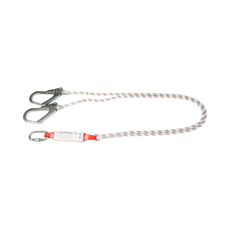 KA-L04 Shock Absorber Twin Rope Lanyard Dengan 2 Kait Perancah Dan 1 Carabiner, Perlindungan Jatuh